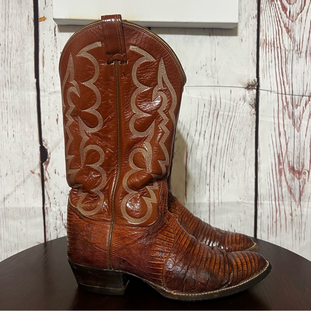 TONY LAMA EXOTIC Croc/Lizard vintage Men's Brown Western Leather Cowboy Boots 9D - Picture 7 of 17